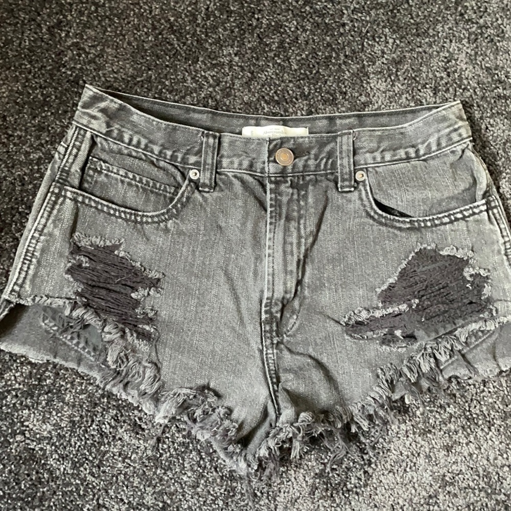 Size 6 Abercrombie and Fitch black denim shorts